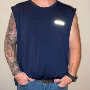 Men's Dark Blue Sleeveless Tank Top